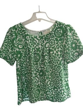 Melloday Green and White Floral Printed Top-Size M